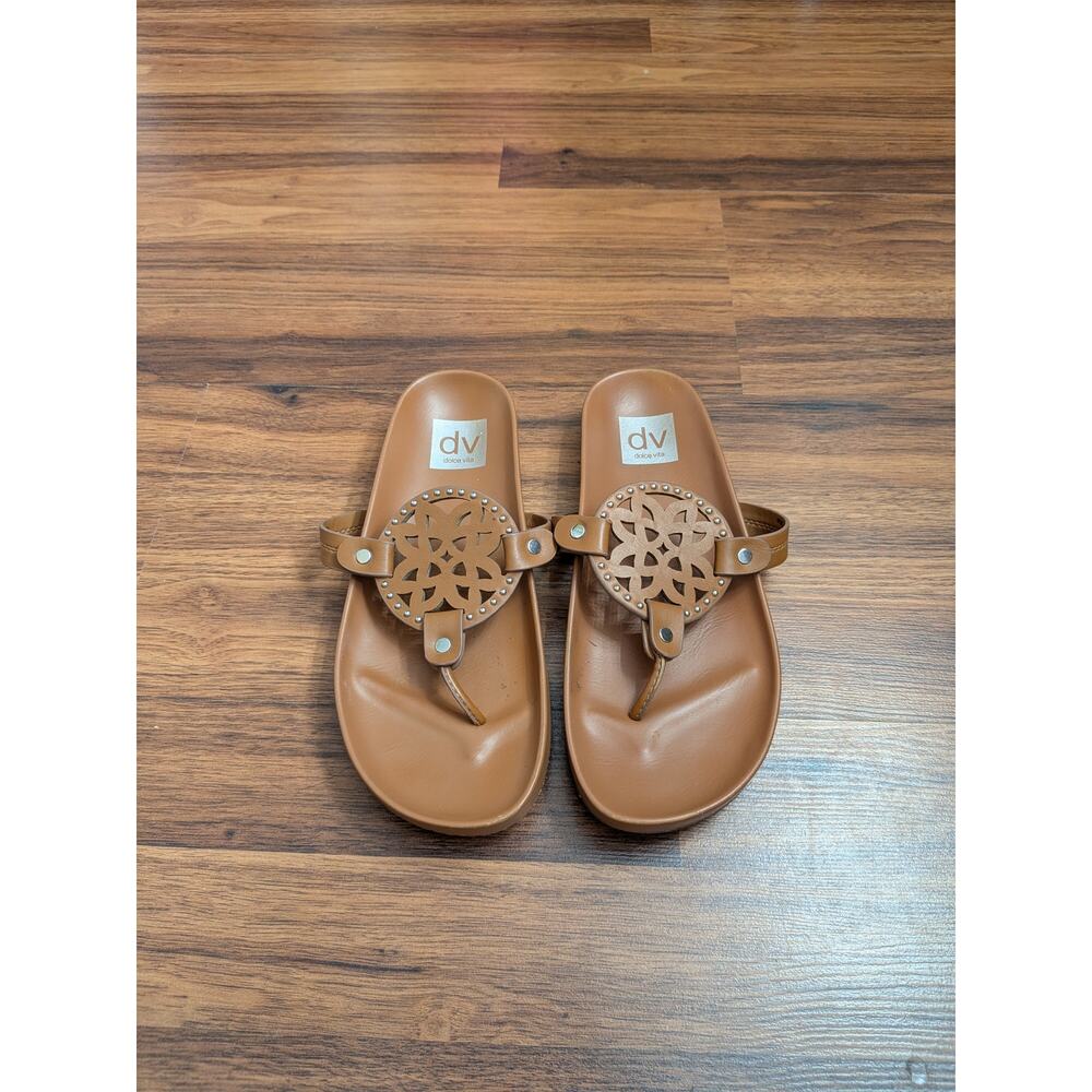 Dolce Vita Thong Sandals Size 6 Brown Studded Flip Flops Boho Minimalist Preppy